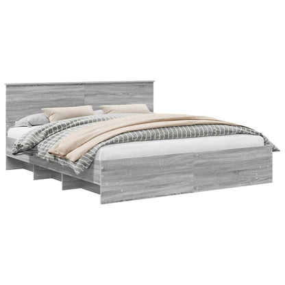 Bedframe met hoofdeinde Grijs Sonoma 180 x 200 cm Bewerkt hout