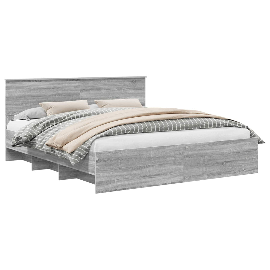 Bedframe met hoofdeinde Grijs Sonoma 180 x 200 cm Bewerkt hout