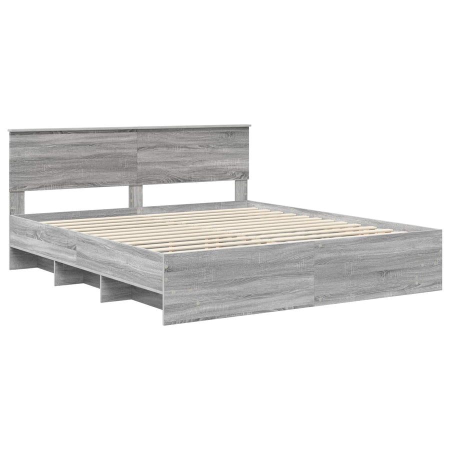 Bedframe met hoofdeinde Grijs Sonoma 180 x 200 cm Bewerkt hout