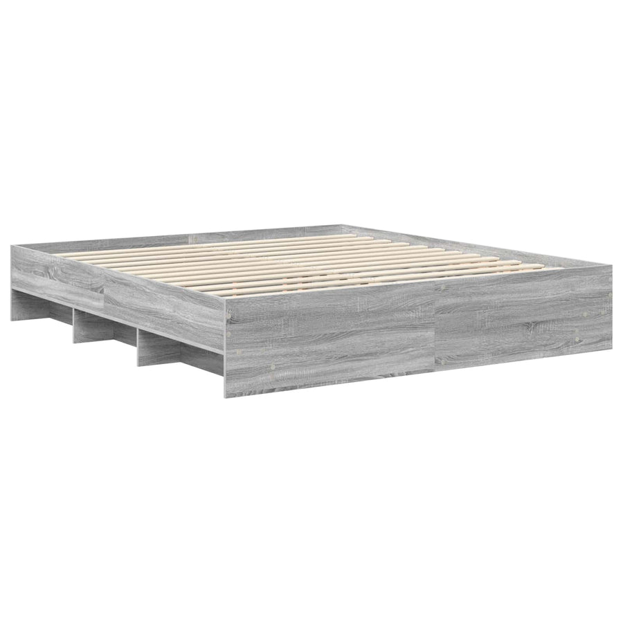Bedframe met hoofdeinde Grijs Sonoma 180 x 200 cm Bewerkt hout
