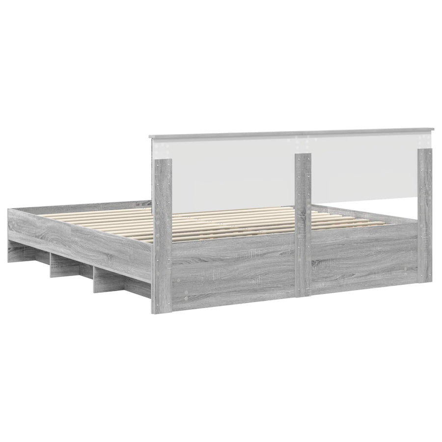 Bedframe met hoofdeinde Grijs Sonoma 180 x 200 cm Bewerkt hout