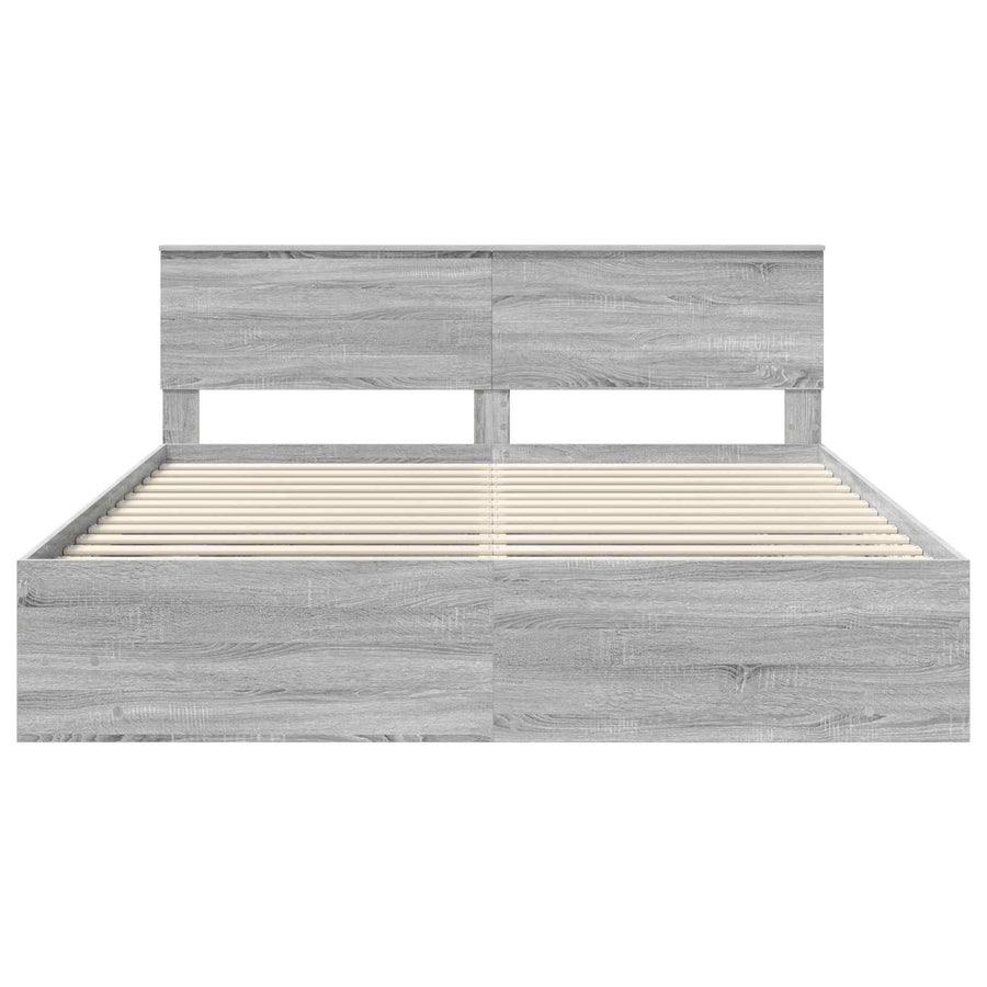 Bedframe met hoofdeinde Grijs Sonoma 180 x 200 cm Bewerkt hout