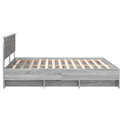 Bedframe met hoofdeinde Grijs Sonoma 180 x 200 cm Bewerkt hout
