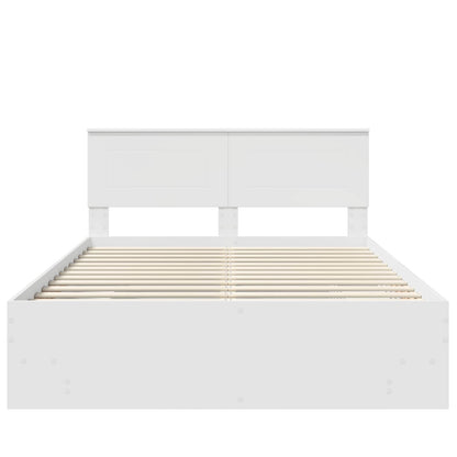 Bedframe met hoofdeinde Wit 160 x 200 cm Bewerkt hout
