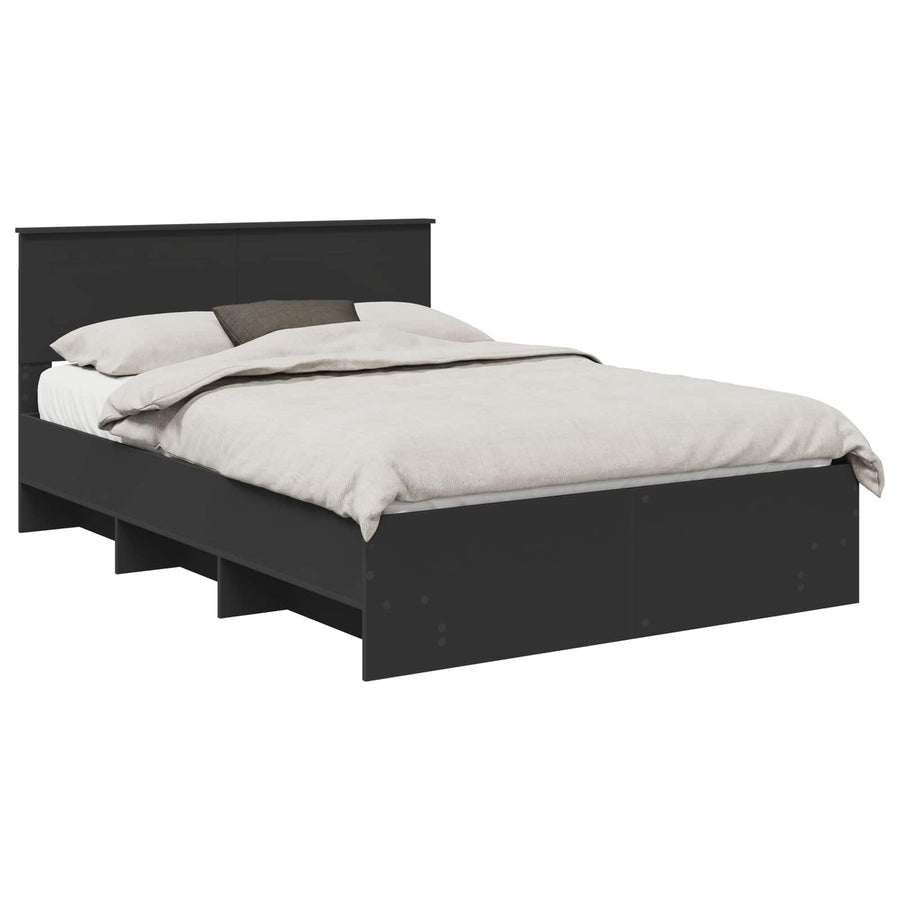 Bedframe met hoofdeinde Zwart 160 x 200 cm Bewerkt hout