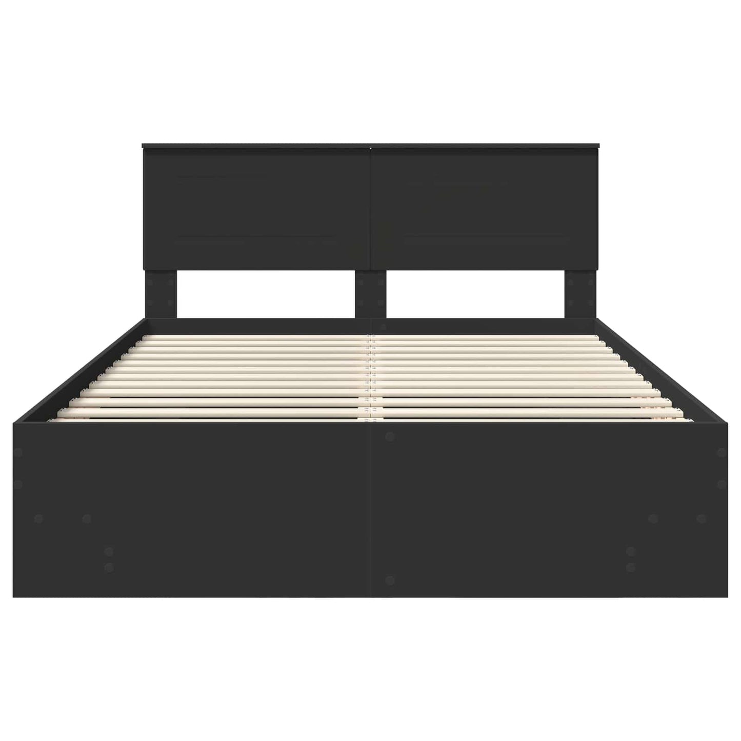 Bedframe met hoofdeinde Zwart 160 x 200 cm Bewerkt hout