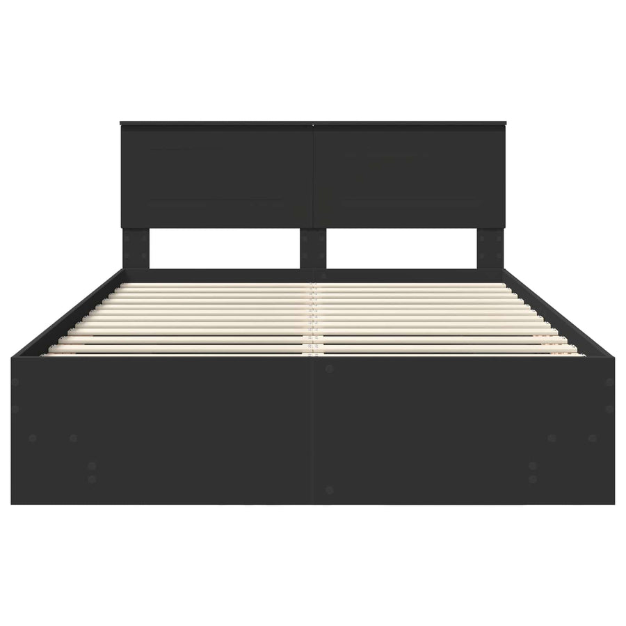 Bedframe met hoofdeinde Zwart 160 x 200 cm Bewerkt hout