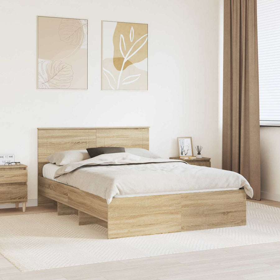 Bedframe met hoofdeinde Sonoma Eiken 160 x 200 cm Bewerkt hout