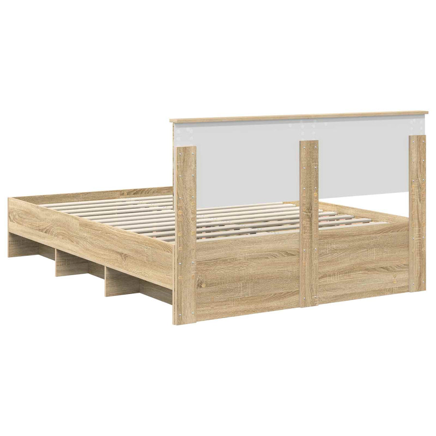 Bedframe met hoofdeinde Sonoma Eiken 160 x 200 cm Bewerkt hout