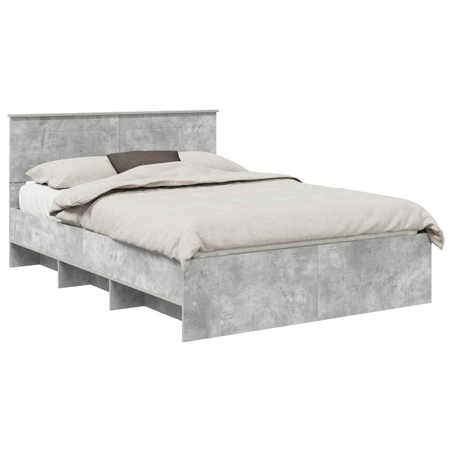 Bedframe met hoofdeinde Beton Grijs 160 x 200 cm Bewerkt hout