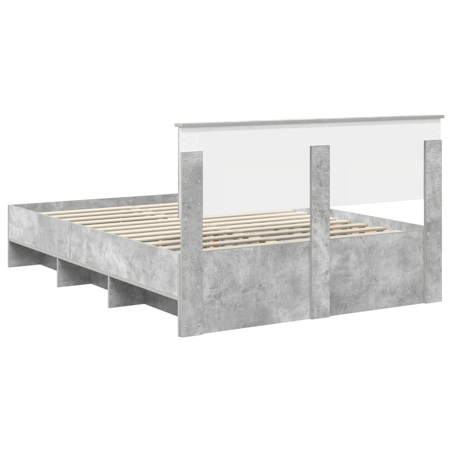 Bedframe met hoofdeinde Beton Grijs 160 x 200 cm Bewerkt hout