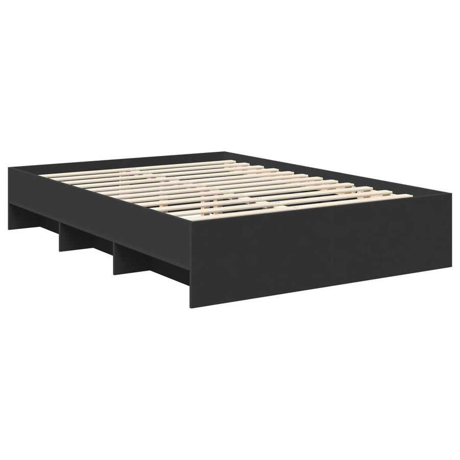 Bedframe met hoofdeinde Zwart 150 x 200 cm Bewerkt hout