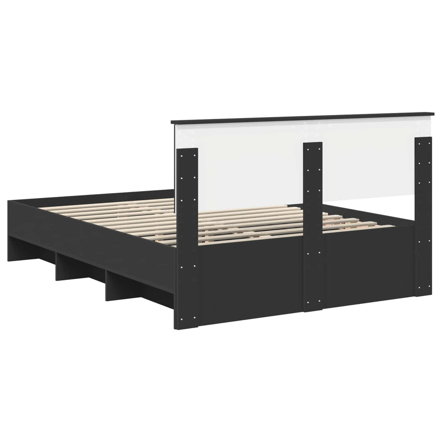 Bedframe met hoofdeinde Zwart 150 x 200 cm Bewerkt hout