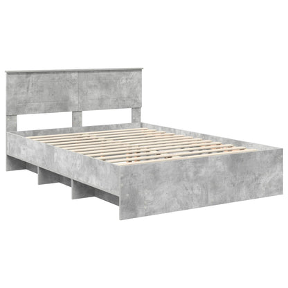 Bedframe met hoofdeinde Beton Grijs 150 x 200 cm Bewerkt hout