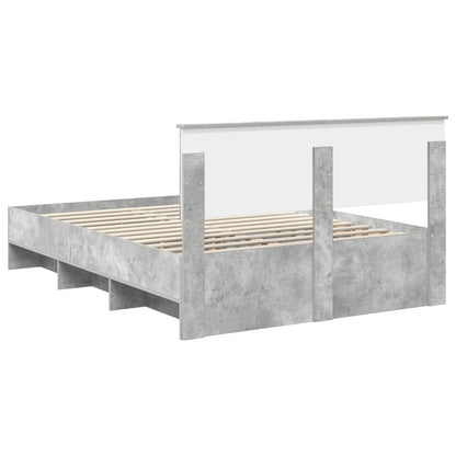 Bedframe met hoofdeinde Beton Grijs 150 x 200 cm Bewerkt hout
