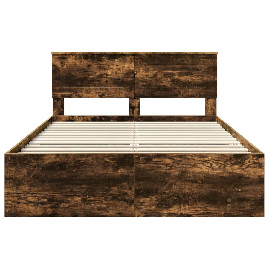 Bedframe met hoofdeinde Gerookt eiken 150 x 200 cm Bewerkt hout