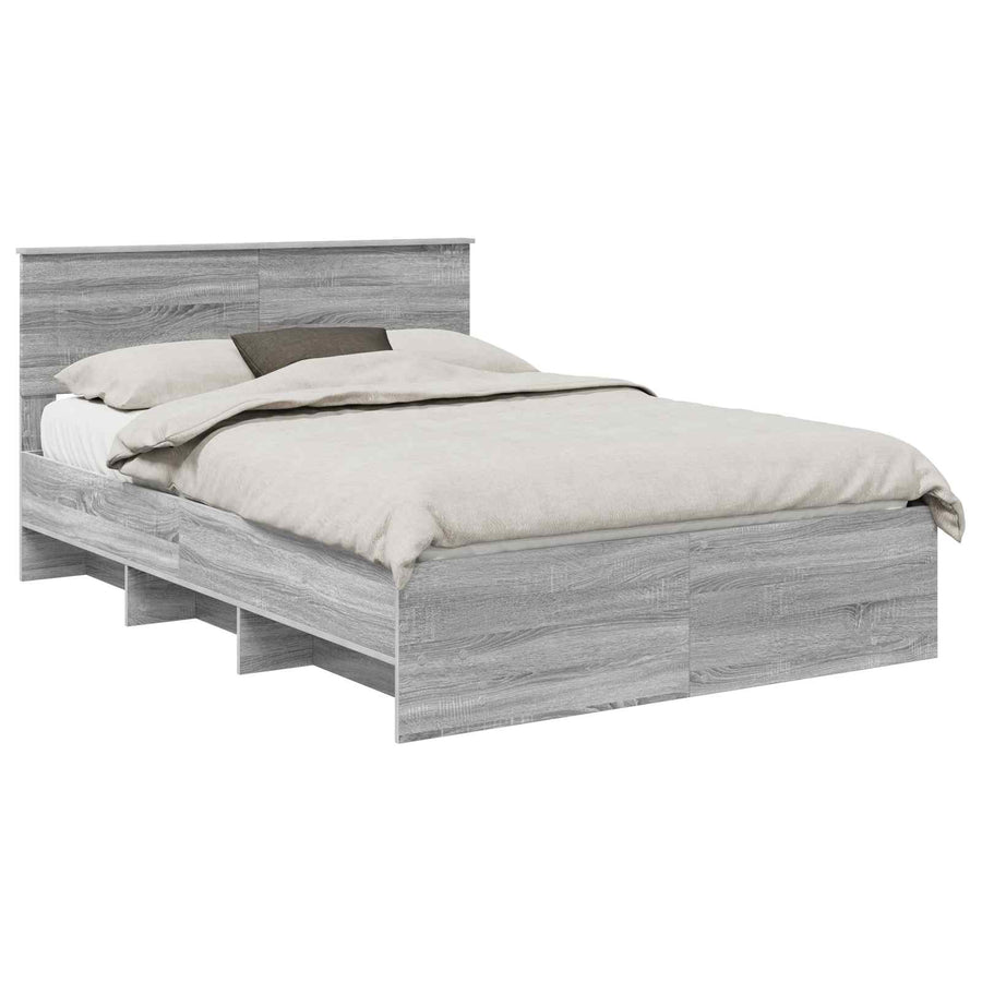 Bedframe met hoofdeinde Grijs Sonoma 150 x 200 cm Bewerkt hout