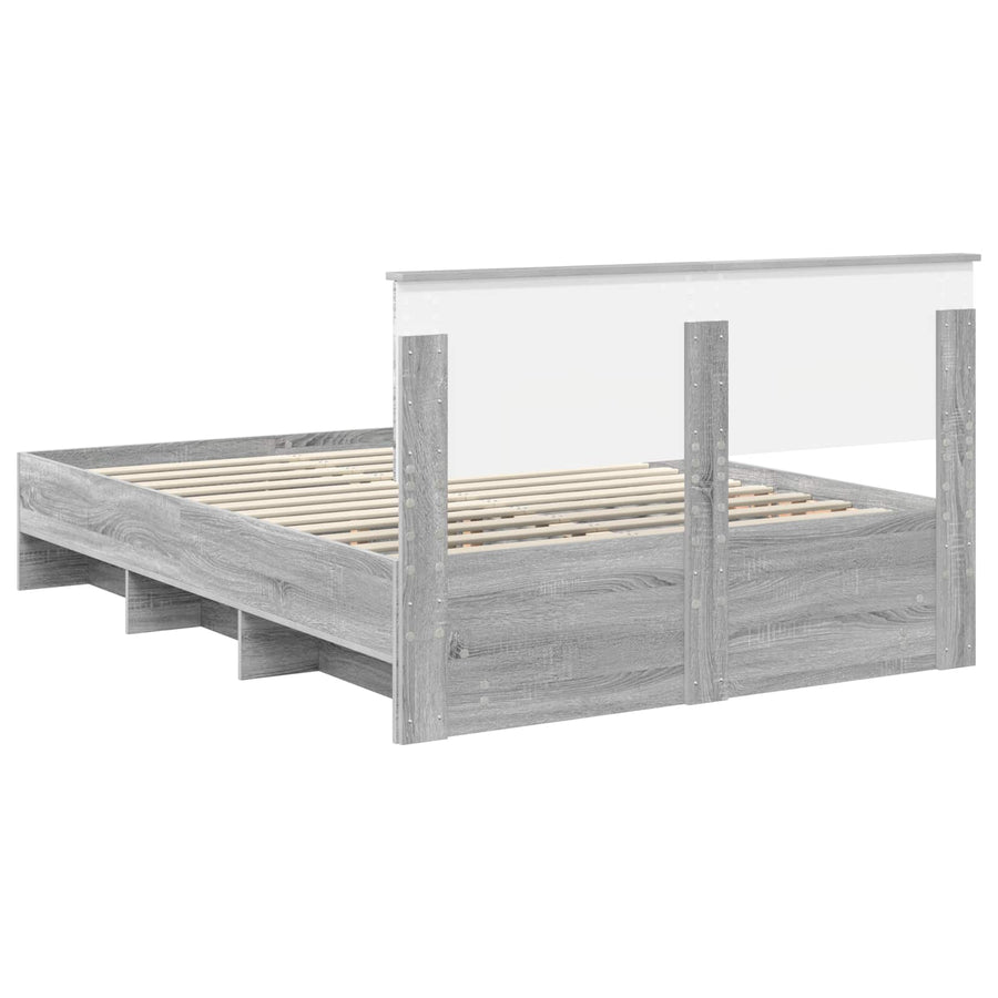 Bedframe met hoofdeinde Grijs Sonoma 150 x 200 cm Bewerkt hout