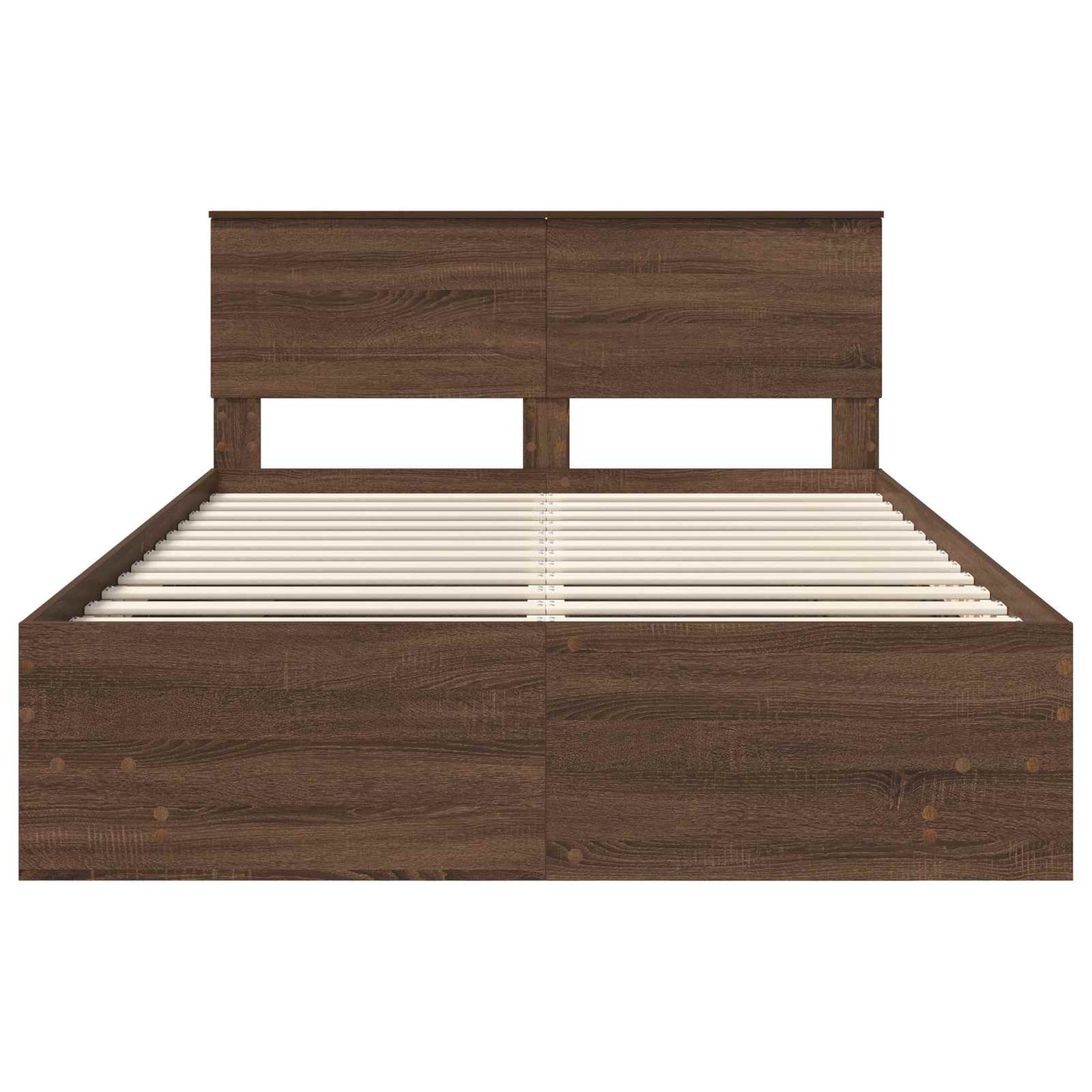 Bedframe met hoofdeinde Bruin Eiken 150 x 200 cm Bewerkt hout