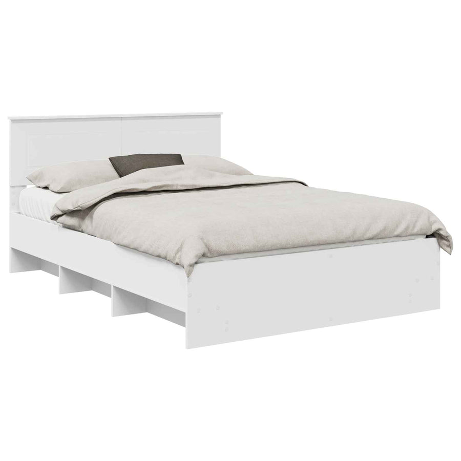 Bedframe met hoofdeinde Wit 140 x 200 cm Bewerkt hout