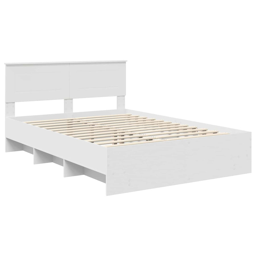 Bedframe met hoofdeinde Wit 140 x 200 cm Bewerkt hout
