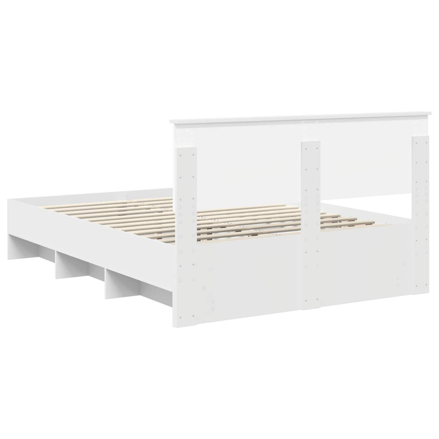 Bedframe met hoofdeinde Wit 140 x 200 cm Bewerkt hout