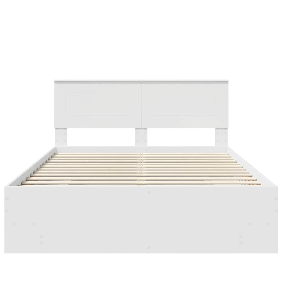 Bedframe met hoofdeinde Wit 140 x 200 cm Bewerkt hout