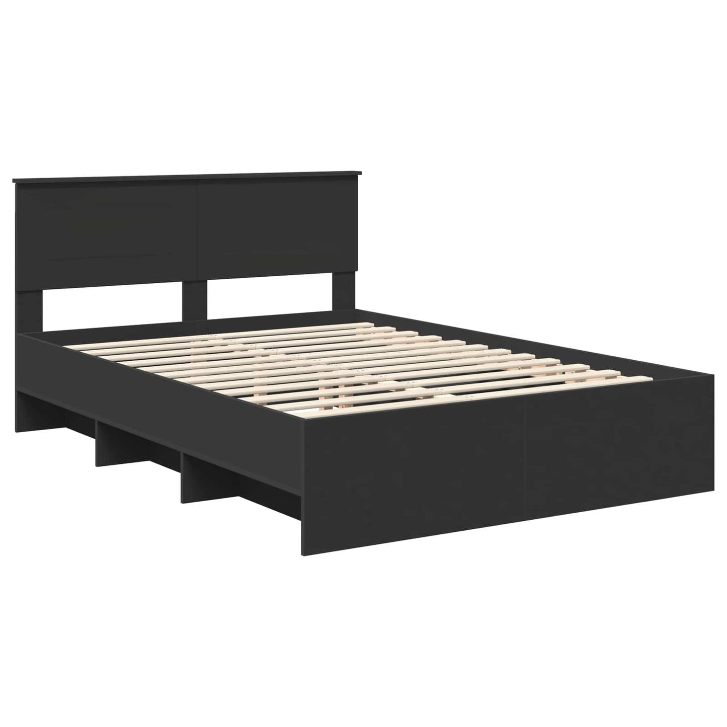 Bedframe met hoofdeinde Zwart 140 x 200 cm Bewerkt hout