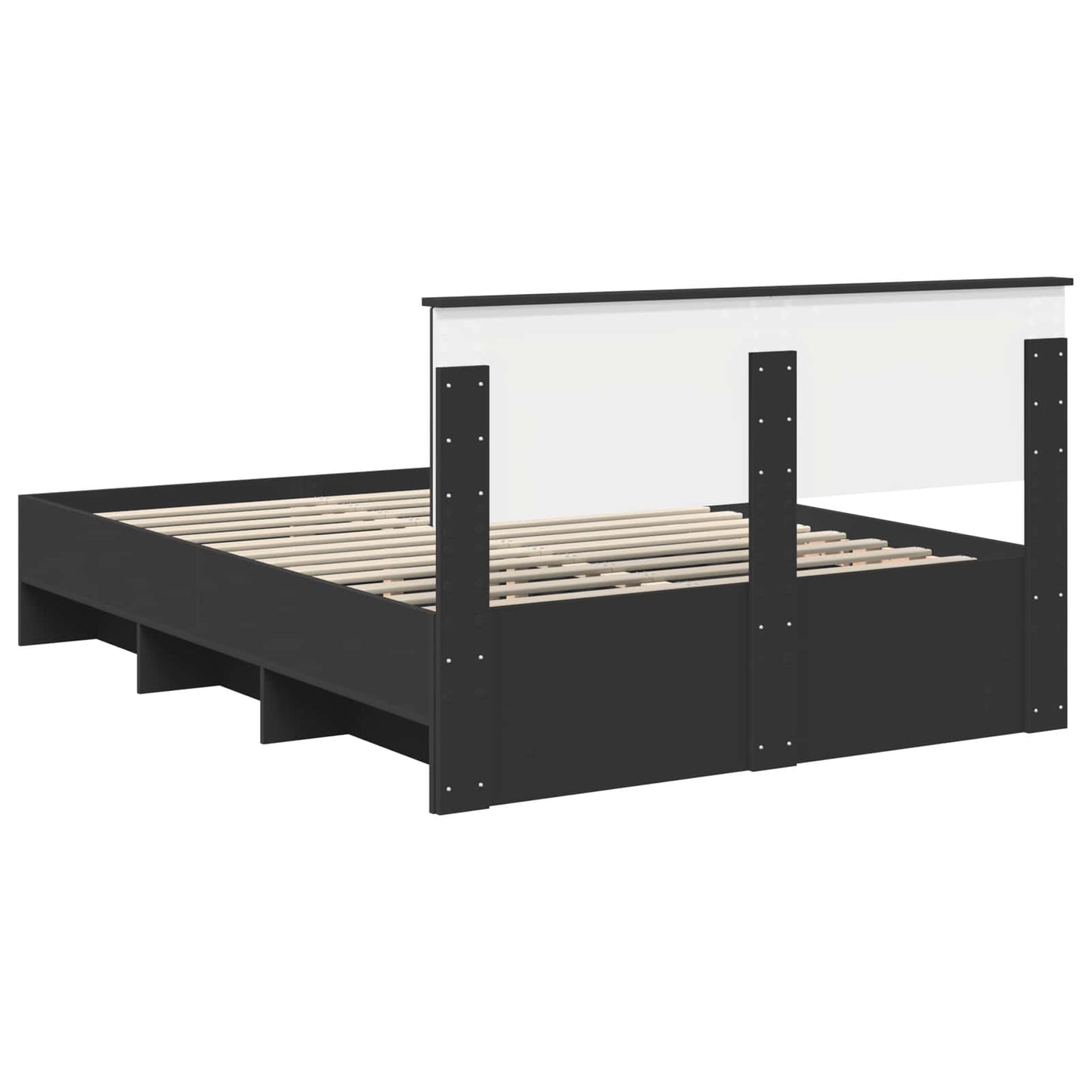 Bedframe met hoofdeinde Zwart 140 x 200 cm Bewerkt hout
