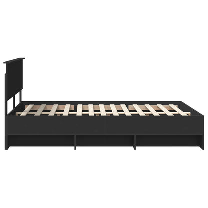 Bedframe met hoofdeinde Zwart 140 x 200 cm Bewerkt hout