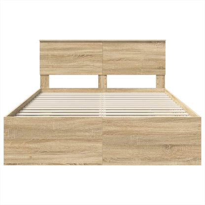Bedframe met hoofdeinde Sonoma Eiken 140 x 200 cm Bewerkt hout