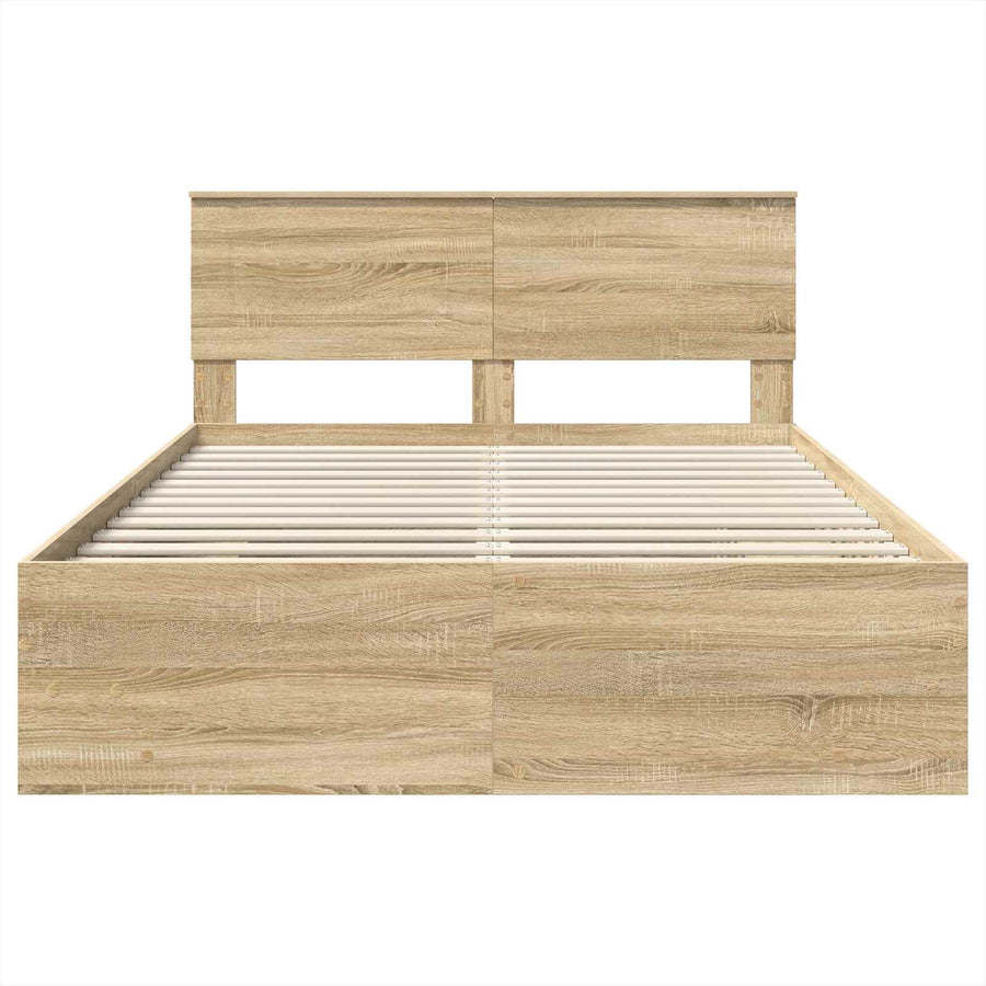 Bedframe met hoofdeinde Sonoma Eiken 140 x 200 cm Bewerkt hout