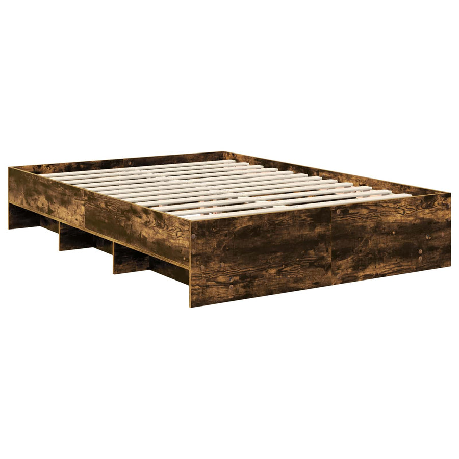 Bedframe met hoofdeinde Gerookt eiken 140 x 200 cm Bewerkt hout