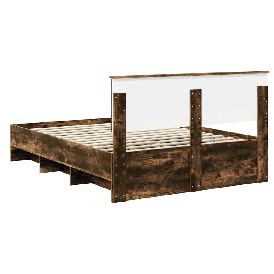 Bedframe met hoofdeinde Gerookt eiken 140 x 200 cm Bewerkt hout