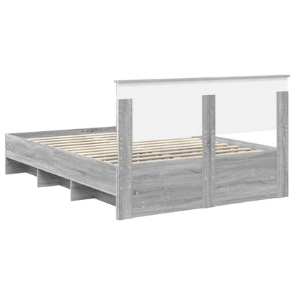 Bedframe met hoofdeinde Grijs Sonoma 140 x 200 cm Bewerkt hout
