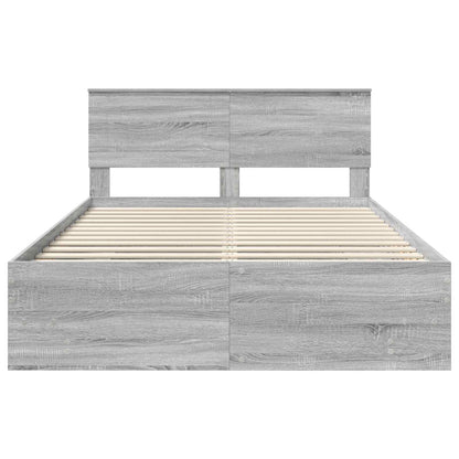 Bedframe met hoofdeinde Grijs Sonoma 140 x 200 cm Bewerkt hout