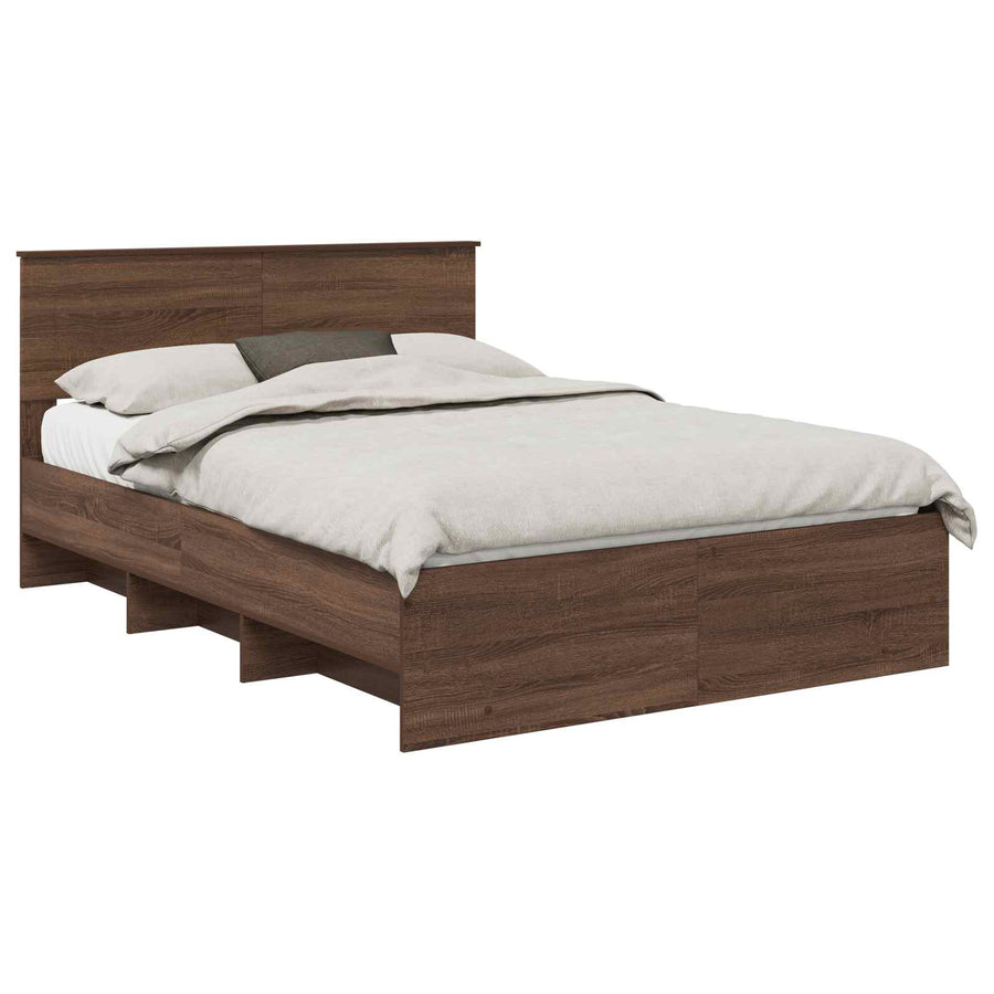 Bedframe met hoofdeinde Bruin Eiken 140 x 200 cm Bewerkt hout