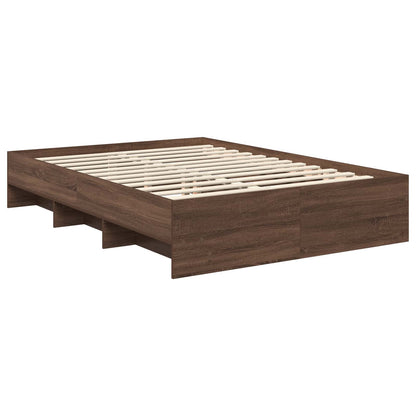 Bedframe met hoofdeinde Bruin Eiken 140 x 200 cm Bewerkt hout