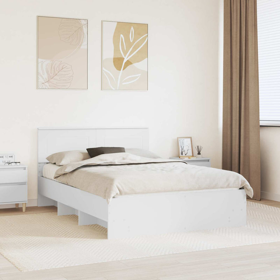 Bedframe met hoofdeinde Wit 140 x 200 cm Bewerkt hout