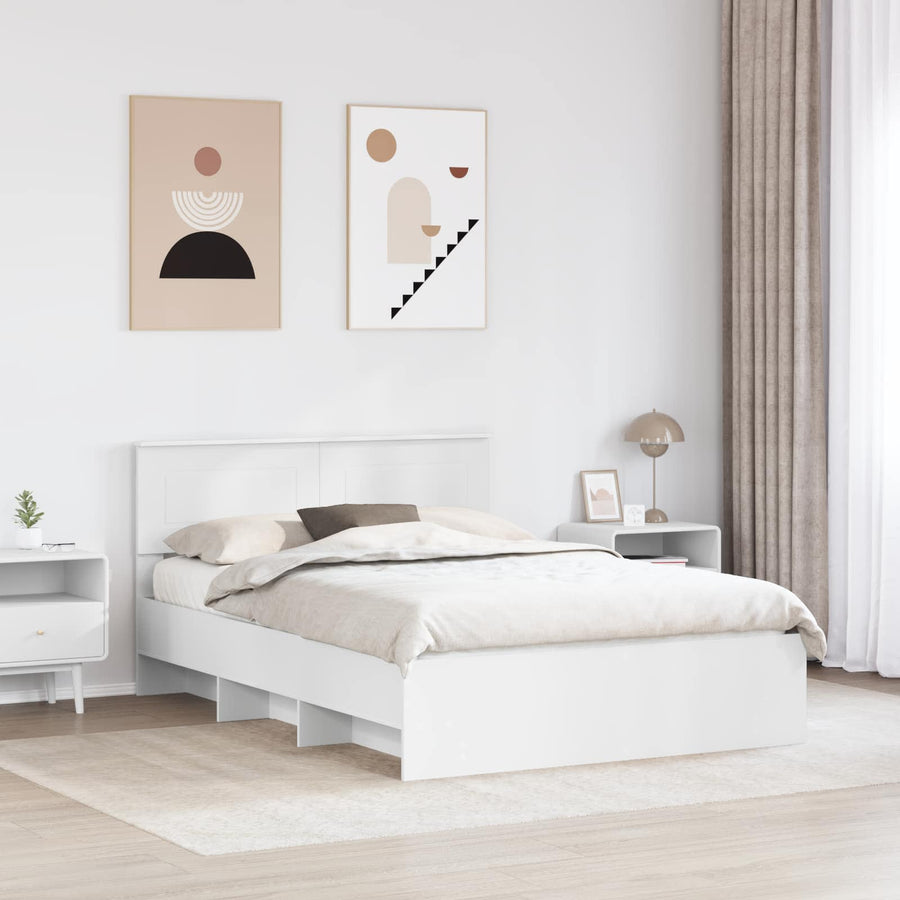 Bedframe met hoofdeinde Wit 140 x 200 cm Bewerkt hout