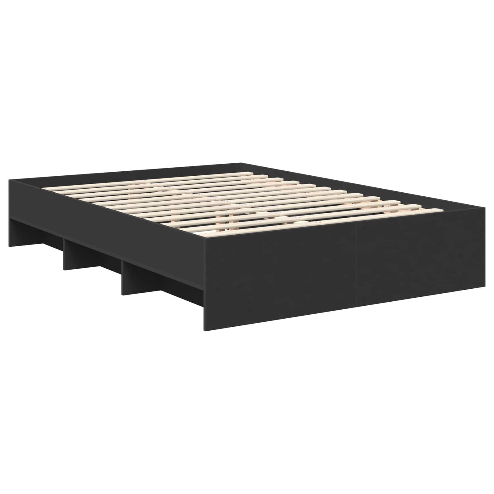 Bedframe met hoofdeinde Zwart 140 x 200 cm Bewerkt hout