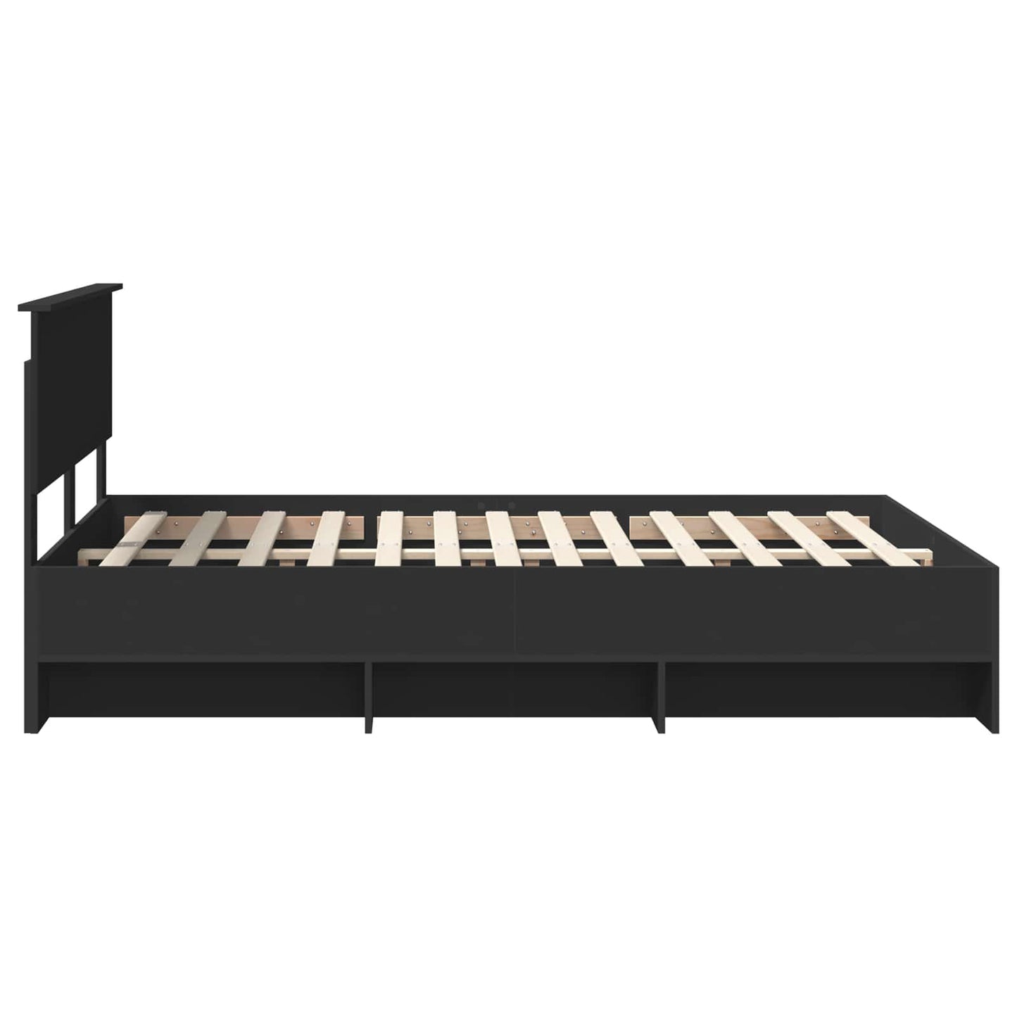 Bedframe met hoofdeinde Zwart 140 x 200 cm Bewerkt hout