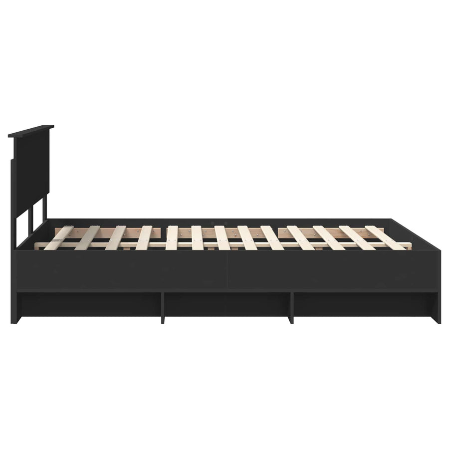 Bedframe met hoofdeinde Zwart 140 x 200 cm Bewerkt hout