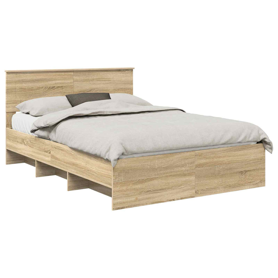 Bedframe met hoofdeinde Sonoma Eiken 140 x 200 cm Bewerkt hout