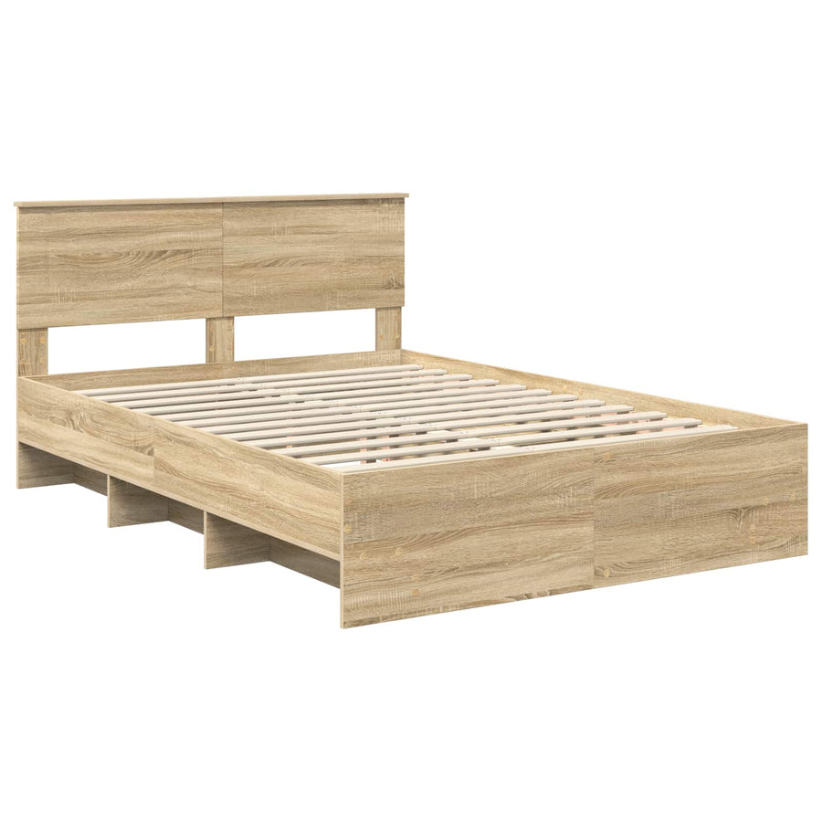 Bedframe met hoofdeinde Sonoma Eiken 140 x 200 cm Bewerkt hout
