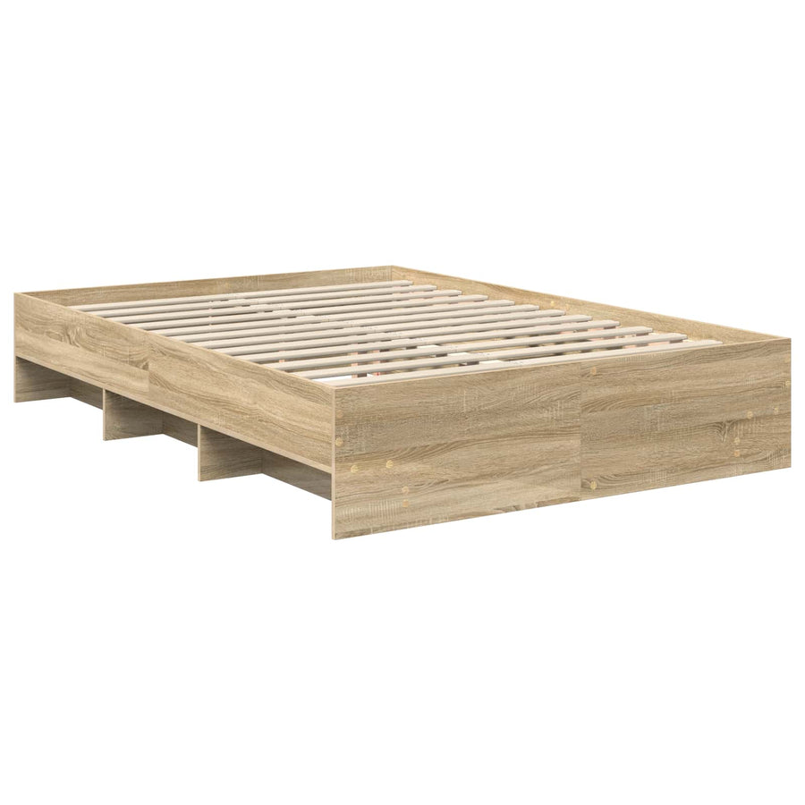 Bedframe met hoofdeinde Sonoma Eiken 140 x 200 cm Bewerkt hout
