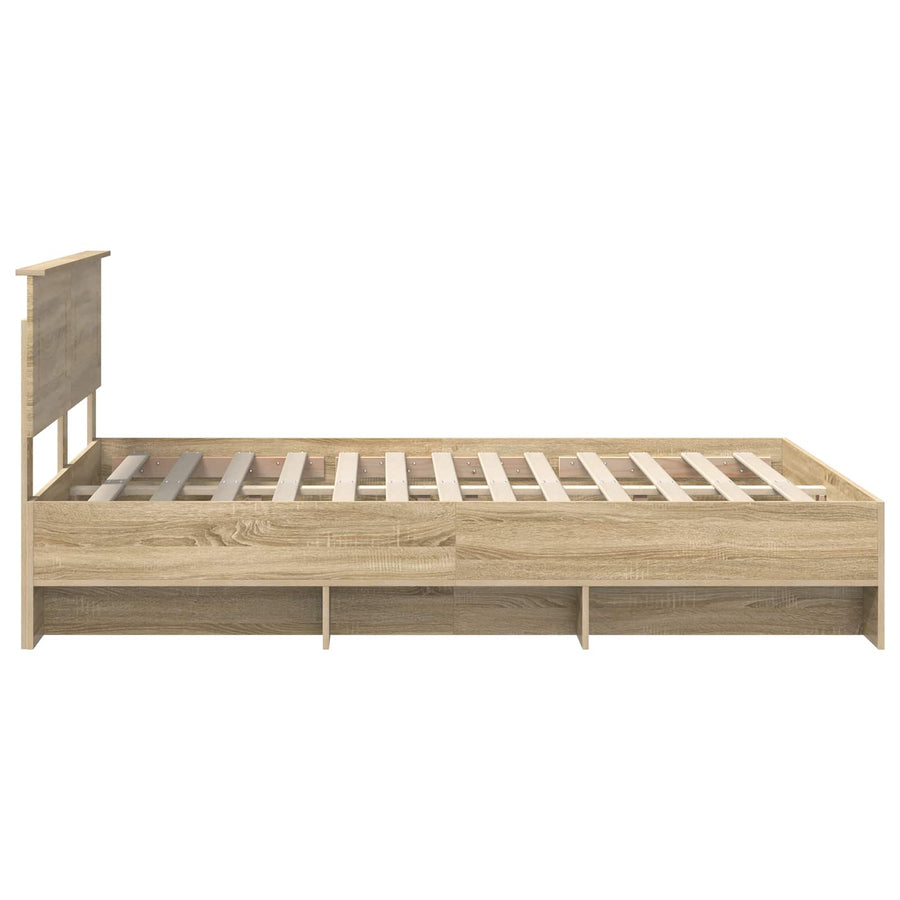 Bedframe met hoofdeinde Sonoma Eiken 140 x 200 cm Bewerkt hout