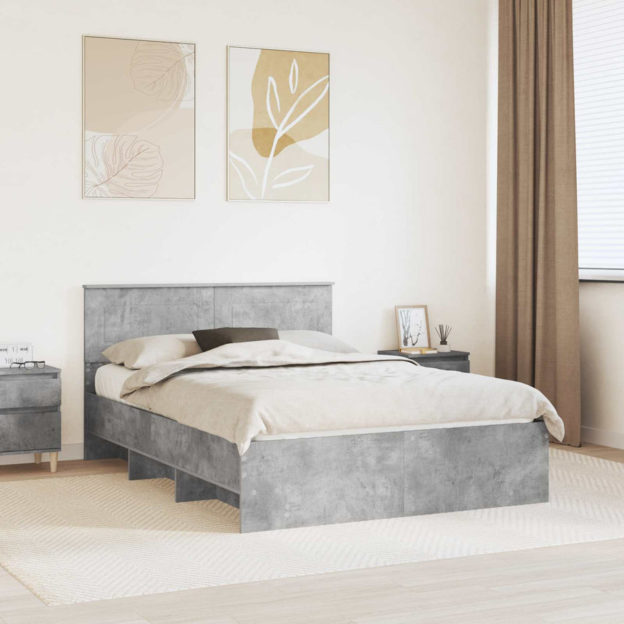 Bedframe met hoofdeinde Beton Grijs 140 x 200 cm Bewerkt hout