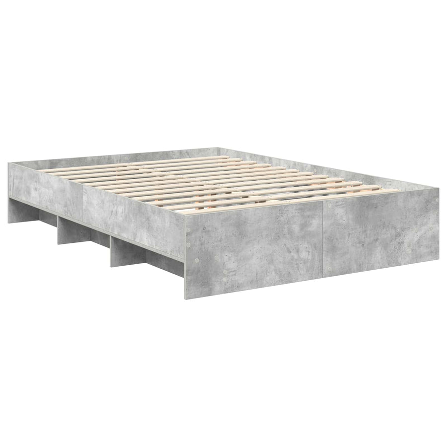 Bedframe met hoofdeinde Beton Grijs 140 x 200 cm Bewerkt hout