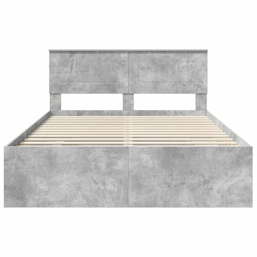 Bedframe met hoofdeinde Beton Grijs 140 x 200 cm Bewerkt hout